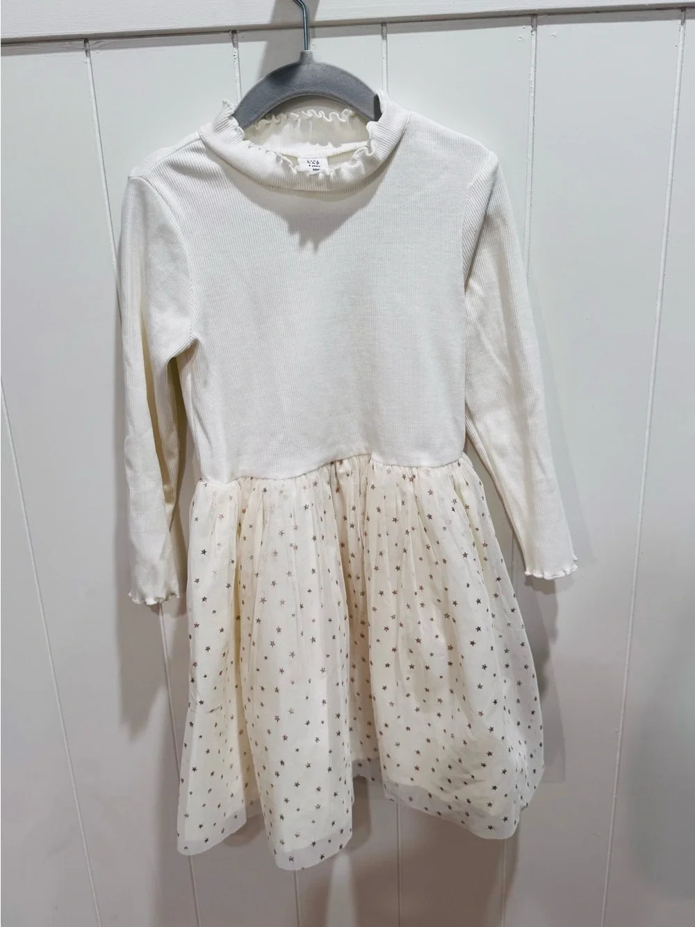 GAP Baby Toddler Cream Ribbed and Tulle Dress